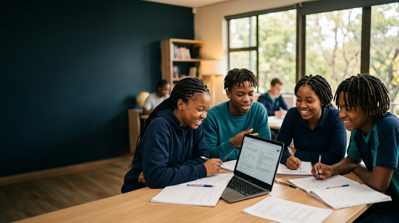 Students learning together at school